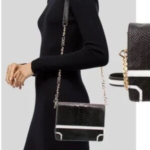 NEW!! Alice & Olivia Snake Embossed Black and White Crossbody Bag